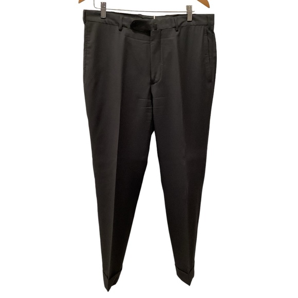 Incotex 36 x 31 Olive Gray Twill Luxury Wool Dress Pants Flat Front Cuffed - Picture 1 of 5